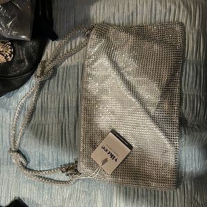 Silver rhinestone women’s shoulder bag